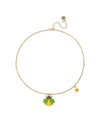 Betsey Johnson Faux Stone Hothouse Bloom Bee Pendant Necklace