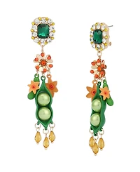 Betsey Johnson Faux Stone Hothouse Bloom Pea Drop Earrings - Multi