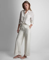 Dkny Jeans Petite Long-Sleeve Button Front Shirt