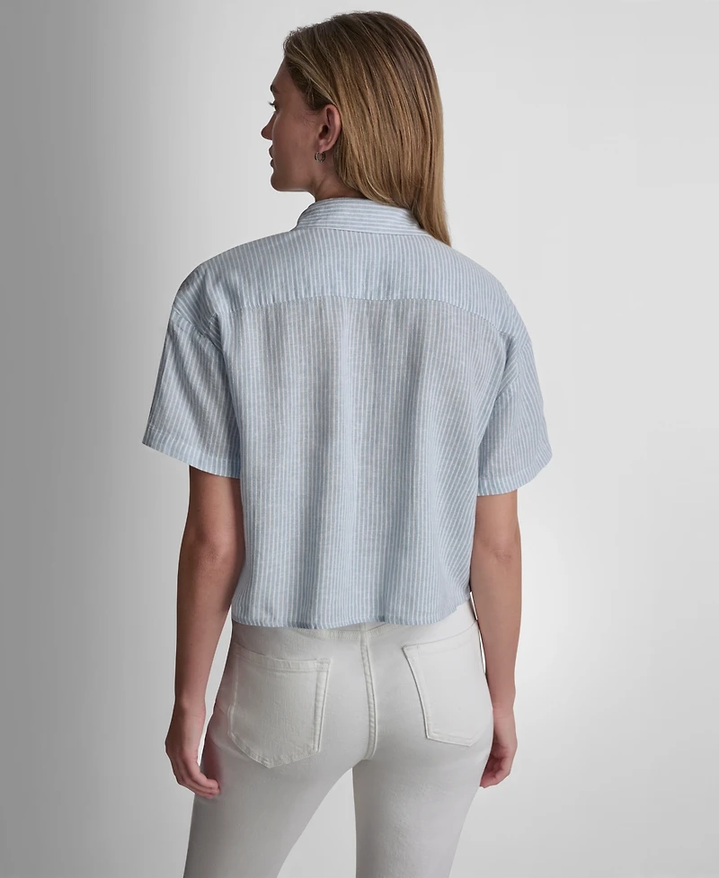 Dkny Jeans Petite Oversized Cropped Collared Shirt