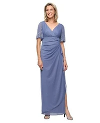Alex Evenings Womens Empire Waist V Neck Gown
