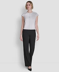 Dkny Women's City Ponte Knit Cap-Sleeve Crew Neck Top
