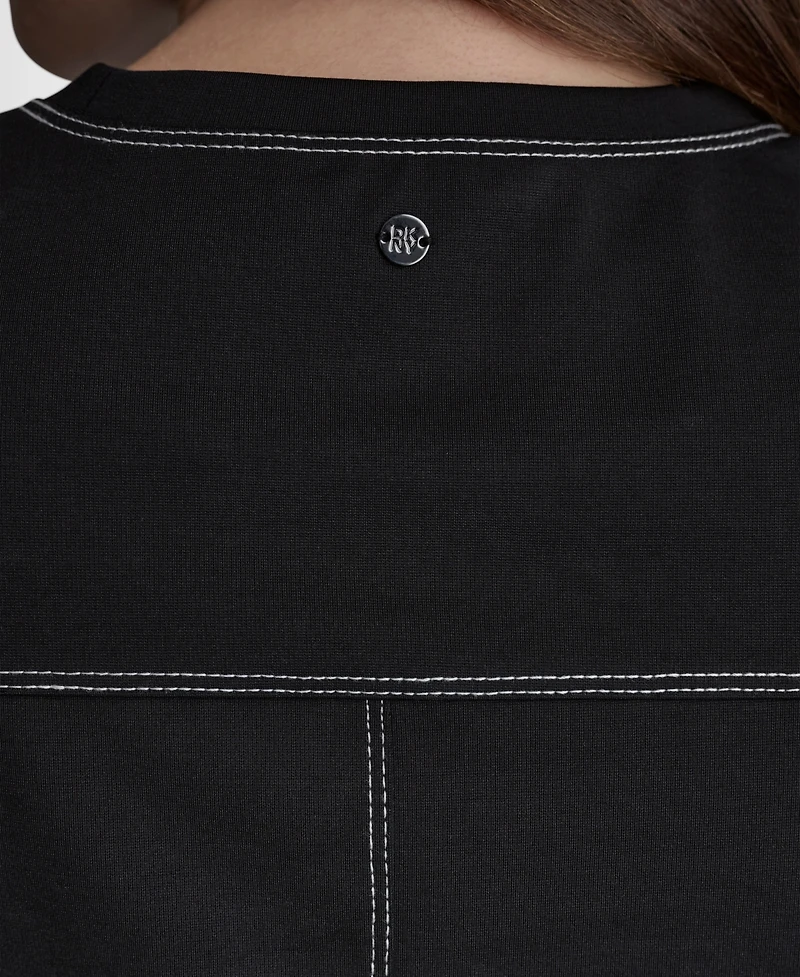 Dkny Women's City Ponte Knit Cap-Sleeve Crew Neck Top