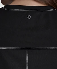 Dkny Women's City Ponte Knit Cap-Sleeve Crew Neck Top