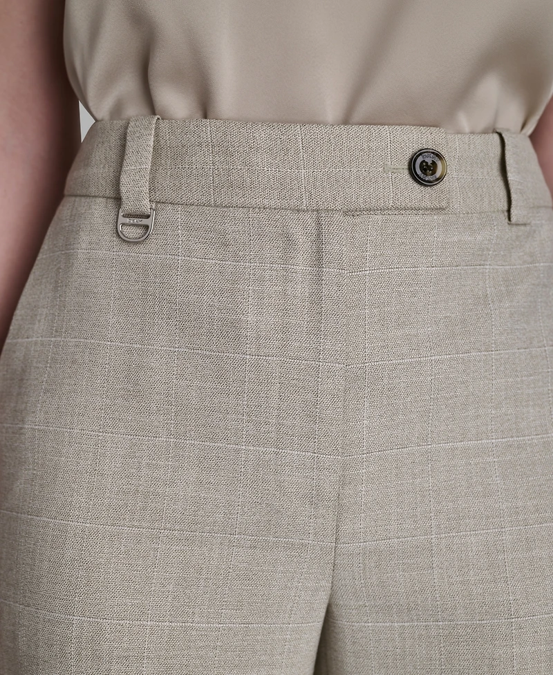 Dkny Women's Windowpane Mid Rise Cropped Pants