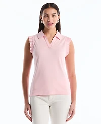 Rafaella Petite Ruffle Sleeveless Polo Shirt