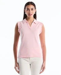 Rafaella Petite Ruffle Sleeveless Polo Shirt