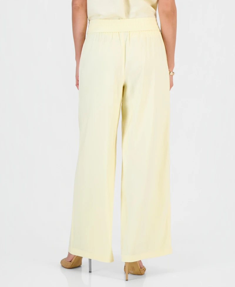 I.n.c. International Concepts Petite Linen-Blend High-Rise Wide-Leg Pants, Exclusively at Macy's