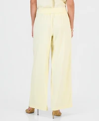 I.n.c. International Concepts Petite Linen-Blend High-Rise Wide-Leg Pants, Exclusively at Macy's