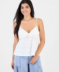 Rebellious One Juniors' Lace Trim Cotton Sleeveless Top
