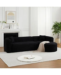 Clihome 109.4" L-Shaped Modular Sectional Sofa Right Chaise Chenille Fabric Cloud Sofa with 2 Pillows