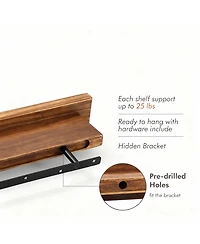 Yigii Solid Hardwood Floating Shelves, Reversible, Easy Mount