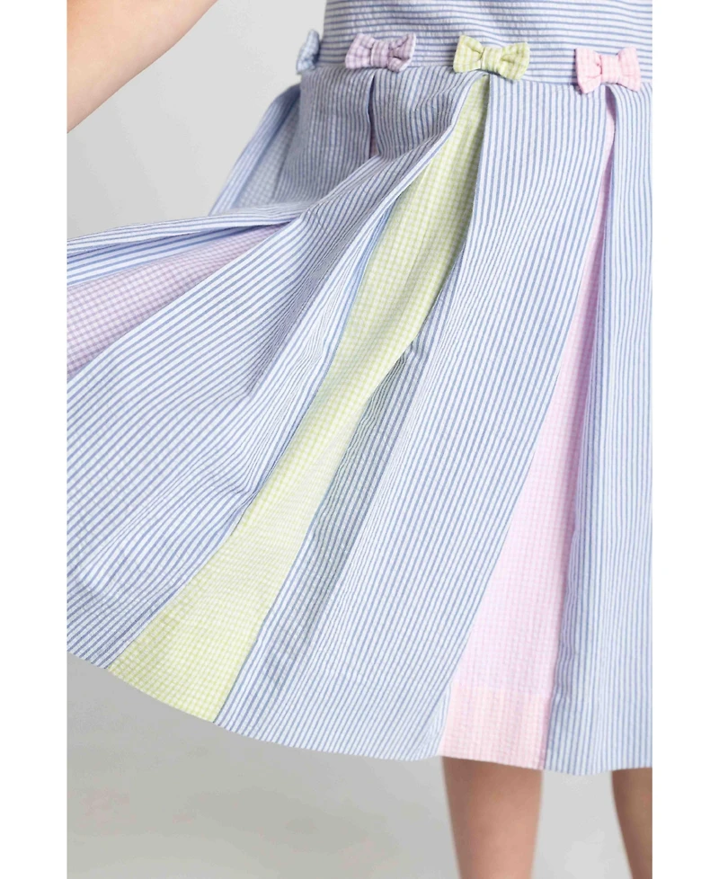 Florence Eiseman Big Girls Multicolor Seersucker Pleated Dress