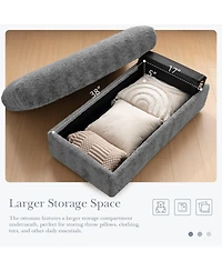 Boyel Living Faux Rabbit Fur Sofa with Storage Ottoman and Armrests,Cup Holders,Upholstered Sleeper Chair,Chaise Lounge,Reading