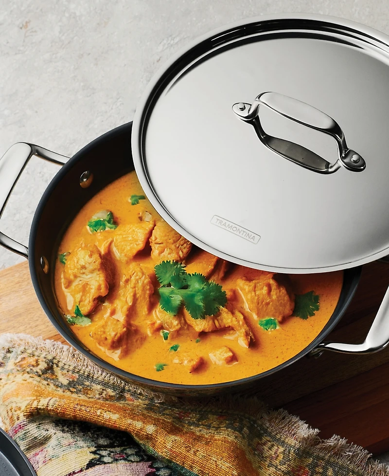 Tramontina Utsava Tri-Ply Clad Stainless Steel 2.7-Quart Covered Kadai