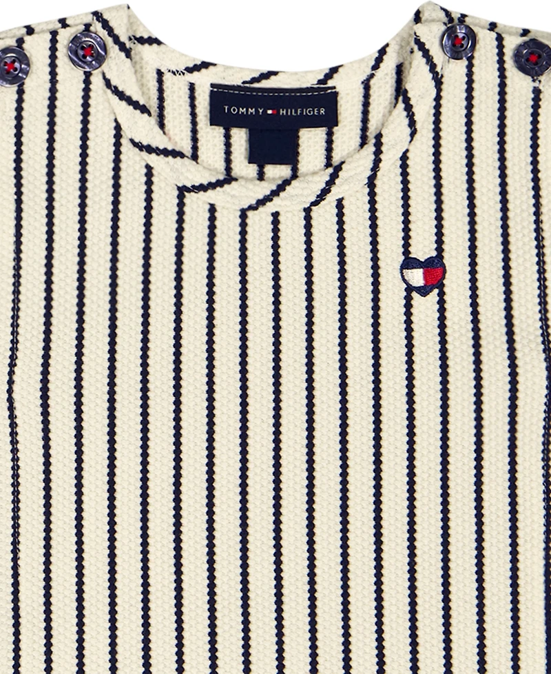 Tommy Hilfiger Girls' Toddler 2T-4T Popcorn Pique Striped Top & Wrap Skort, 2-Piece Set