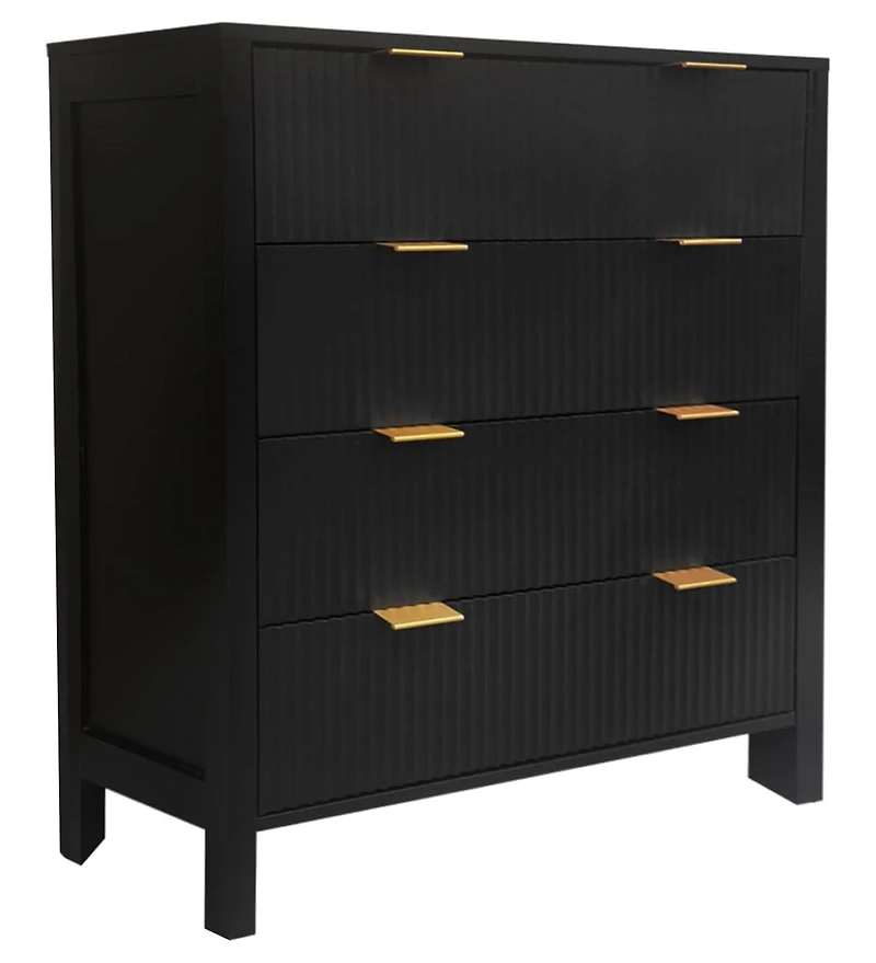 gaomon Fluted 4 Drawers Dresser, Modern Chest of Drawers, Wood Drawer Organizer with Waveform Fluted Panel