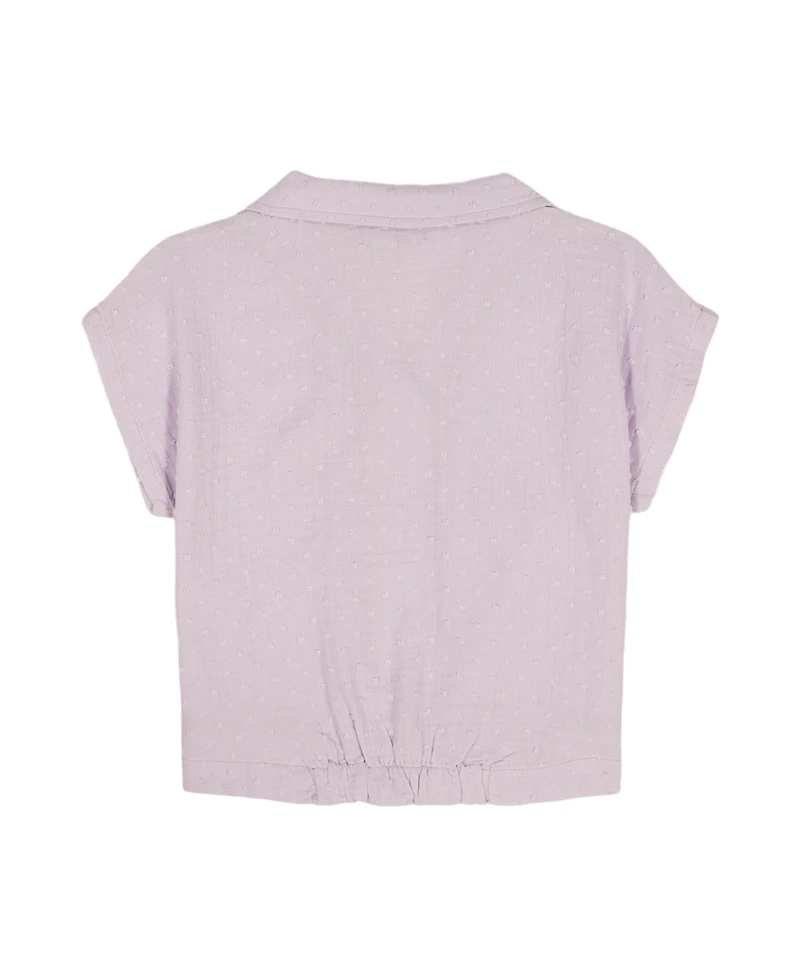 Calvin Klein Girls' 7-16 Front Knotted Collar Neck Shirt