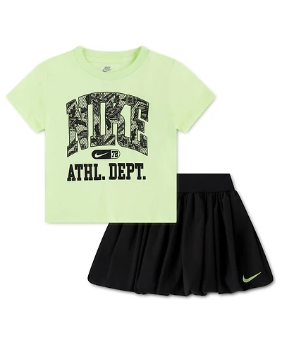 Nike Girls' 4-6X Lace It Up Crewneck T-Shirt and Scooter Shorts, 2-Piece Set