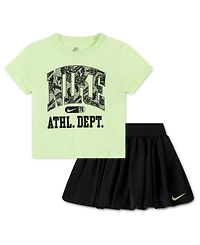 Nike Girls' 4-6X Lace It Up Crewneck T-Shirt and Scooter Shorts, 2-Piece Set
