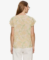 Sanctuary Petite Free Spirited Collared Ruffle Top