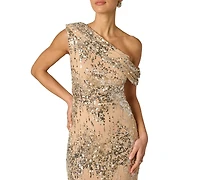 Adrianna Women's Draped Sequin One-Shoulder Ball Gown