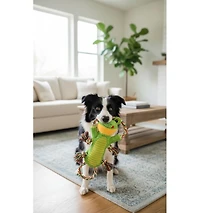 Aostirmotor Interactive Dog Toy with Crinkle Paper & Rope Knots, Plush Chew Toy for Mental Stimulation and Play