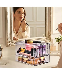 Sorbus 3 Piece Clear Stackable Storage Drawers Case with Handles - for Bathroom, Closet, Pantry, Cabinet, Medicine & Baby Bottle Storage