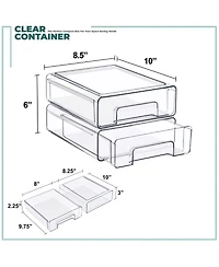 Sorbus 2-Pack Medium Clear Stackable Storage Drawers Case with Handles - for Bathroom, Closet, Pantry, Cabinet, Medicine & Baby Bottle Storage