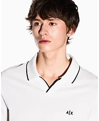 A|X Armani Exchange Men's Short Sleeve Pique Johhny Collar Polo Shirt with Tipping