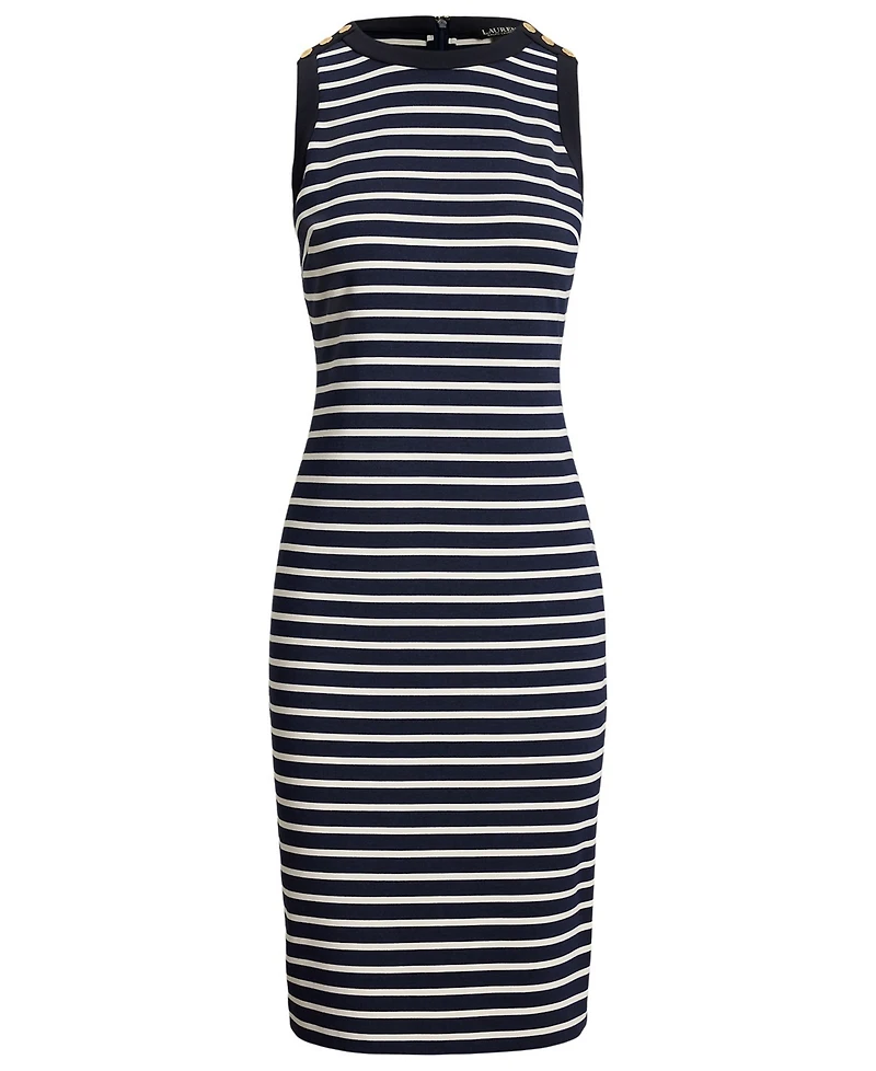 Lauren Ralph Petite Striped Crewneck Sheath Dress