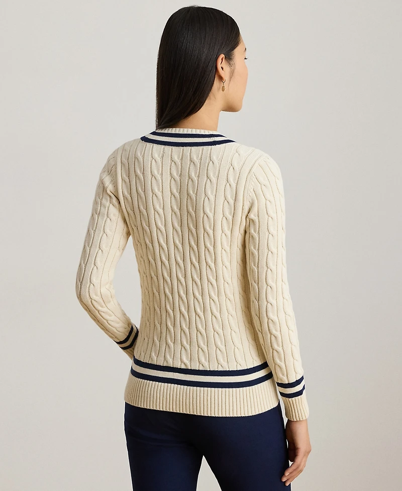 Lauren Ralph Petite Ribbed V-Neck Sweater