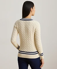 Lauren Ralph Petite Ribbed V-Neck Sweater
