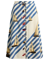 Lauren Ralph Petite Kinnah Printed Button-Front Skirt