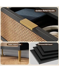 gaomon Rattan Dresser with 6 Drawers, Tall Modern Closet with Deep Storage, Long Wooden Dresser for Bedroom