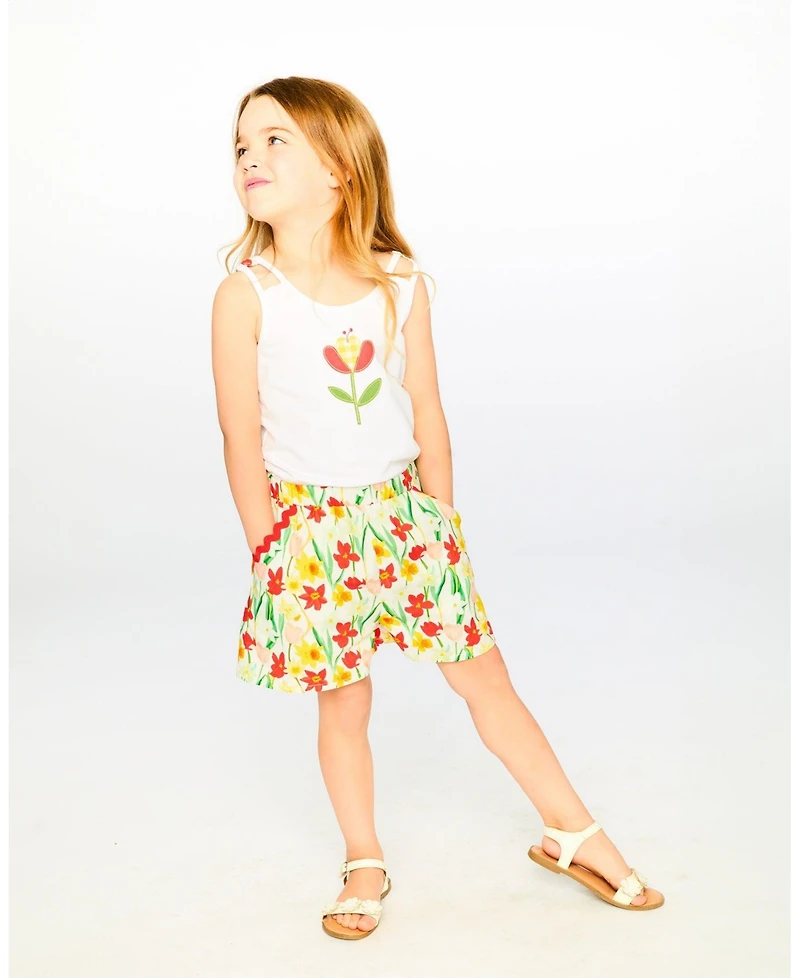 Deux par Toddler Girls Jersey and Viscose Romper White