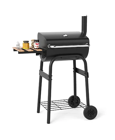 Ecooso Barrel Charcoal Grill with Foldable Side Table and Thermostat