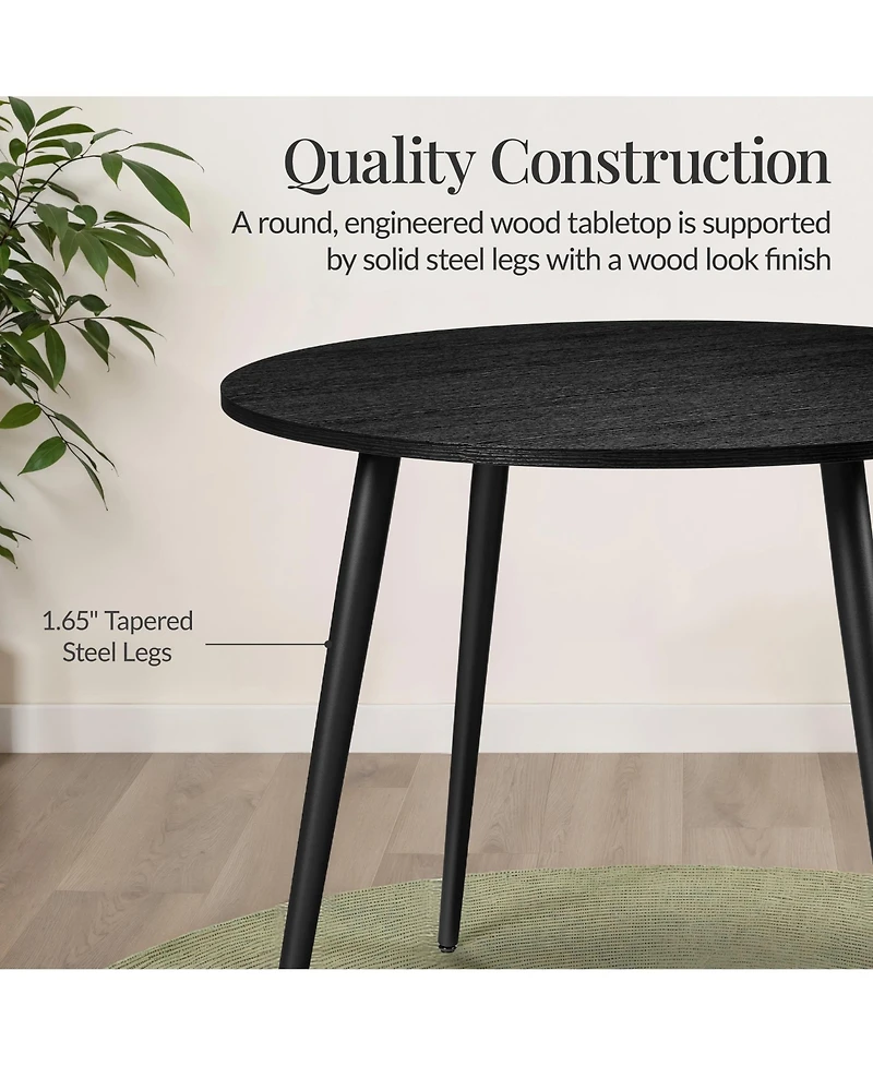 Best Choice Products Round Mid-Century Modern 35.5in Dining Table, Dinette for Home or Kitchen w/Wood Finish Steel Legs