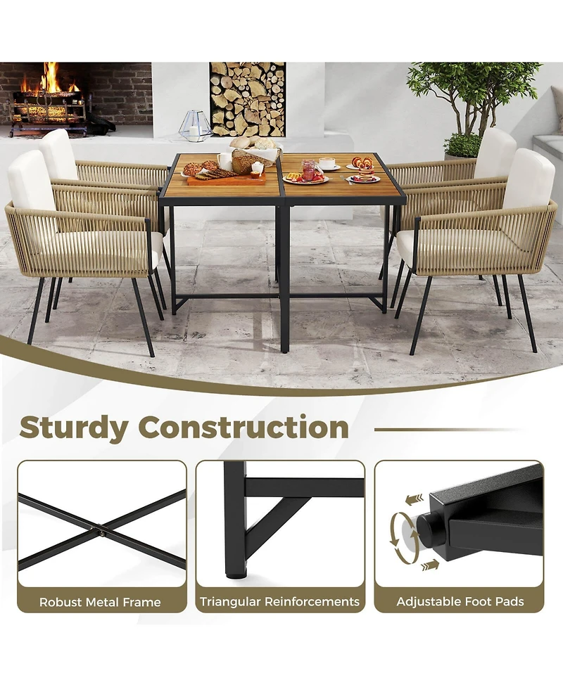 Costway 5 Pieces Patio Dining Set Outdoor Rectangular Table and Chairs Furniture Set