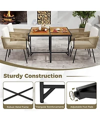 Costway 5 Pieces Patio Dining Set Outdoor Rectangular Table and Chairs Furniture Set