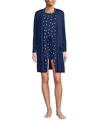 Lands' End Women's Cooling 3 Piece Pajama Set - Robe Tank and Shorts