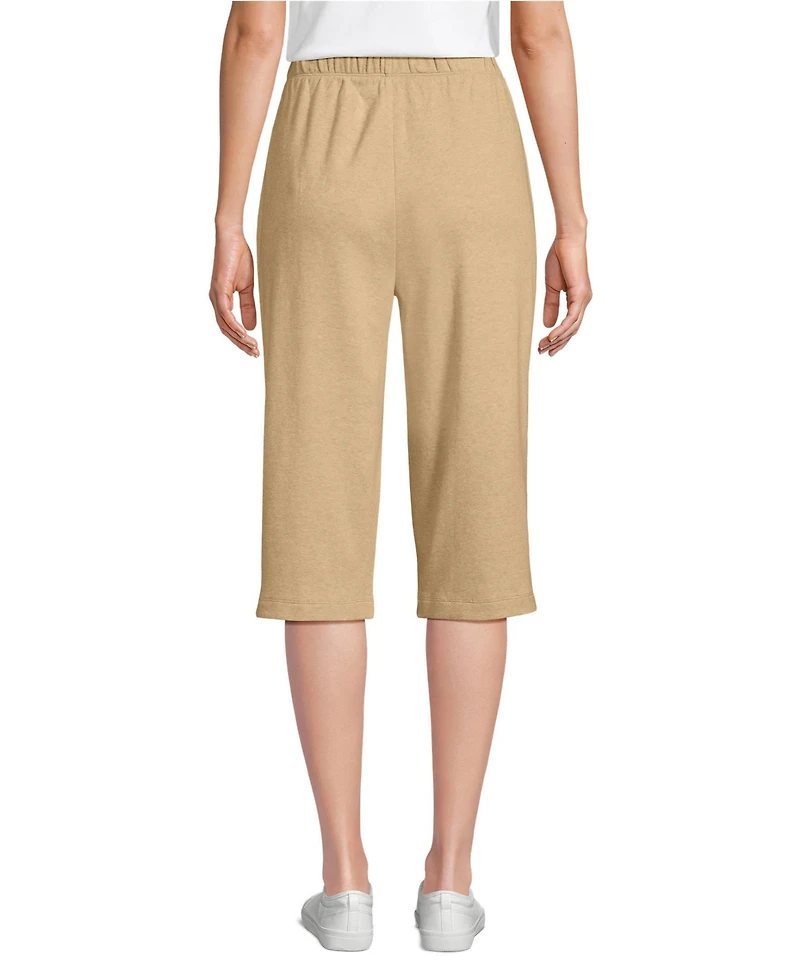 Lands' End Women's Sport Knit High Rise Elastic Waist Capri Pants