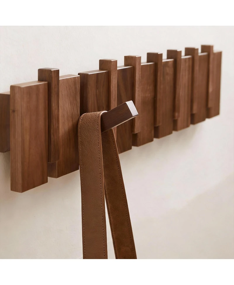 Yigii Wood Piano Key Style Wall Coat Rack with 6 Hooks