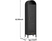 gaomon 73 in Tall Narrow Arched Bookcase, Metal Arched Storage Cabinet with Glass Door & Drawer