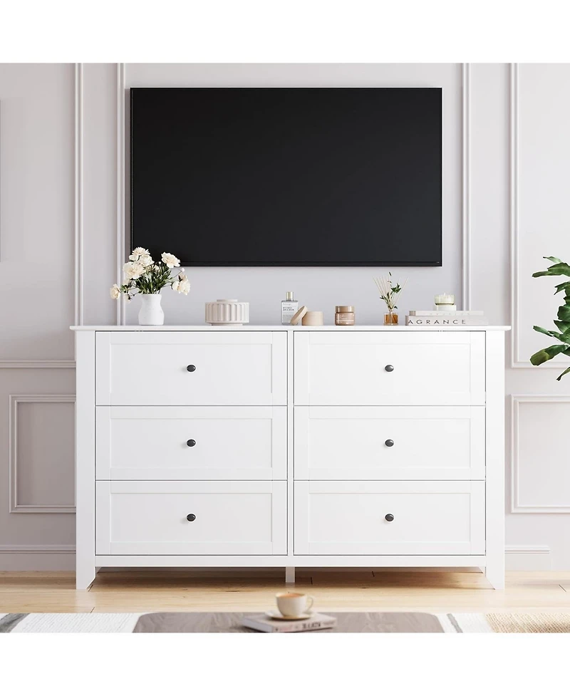 gaomon 6 Drawers Dresser for Bedroom, 54" W Modern Storage Chest of Drawers for Clothes, Storage Dressers Organizer with Deep Drawers for Living