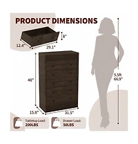 gaomon 5 Drawer Tall Dresser for Bedroom, 31.5" Wide Fluted Chest of Drawers, Modern Wood Storage Cabinet Kids Room, Hallway, Living Room