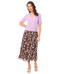 CeCe Women's Sunburst Pleat Detail Midi Skirt