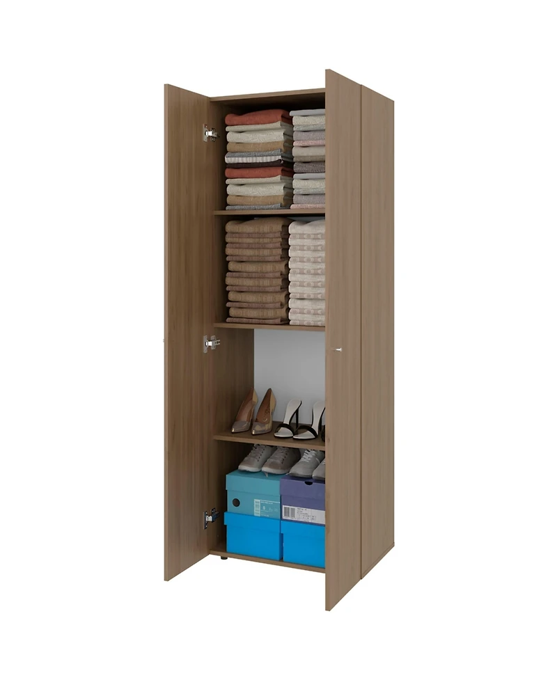 Fm Furniture World 2-Door Tall Wardrobe Cabinet, 4 Shelves, Vertical Storage