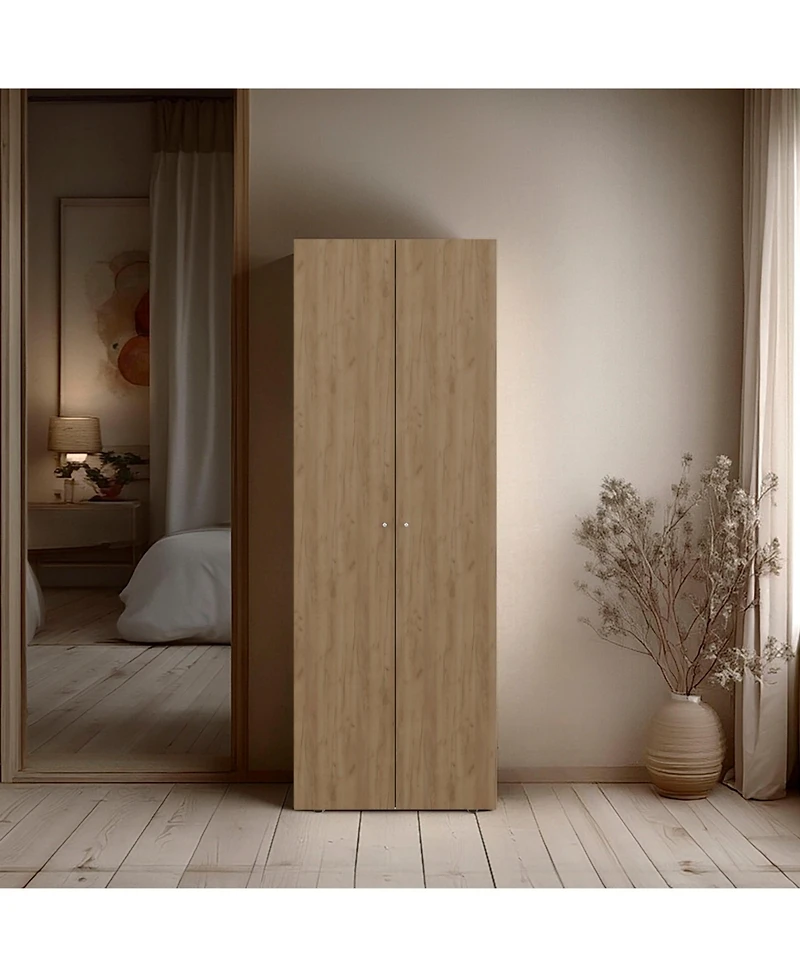 Fm Furniture Basin 2-Door Tall Wardrobe Cabinet 66.9"H, Bedroom