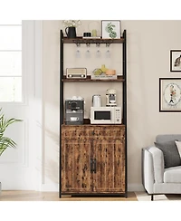 Gaomon Industrial Tall Kitchen Storage Baker Rack with Drawer and Cabinet